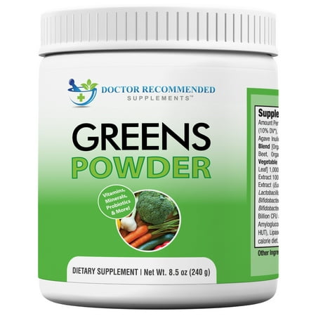 Doctor Recommended Greens Powder Whole Food Supplement with Probiotics & Digestive Enzymes, 30 (Best Whole Food Supplement Powder)