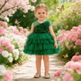thumbnail image 2 of Girls Formal Dress Glitter Sequin Party Layered Cake Tutu Skirt V Neck Sleeveless Knee Length Pageant Gown for Kids Green 18 Months-24 Months, 2 of 7