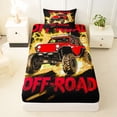 thumbnail image 3 of Castle Fairy Neon Off-Road Truck Twin Sheet Sets 3pcs for Kids, Lightning Flame Design Bedding for Bedroom, Red Orange, 3 of 6