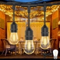 thumbnail image 1 of Outdoor String Lights Mains Powered, S14 50FT Garden Lights with LED Shatterproof ‎Bulb, 2700K Festoon Lights IP65 Waterproof, 1 of 5