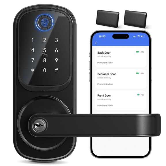 IRONZON Keyless Entry Door Lock, Smart Fingerprint Deadbolt Electronic Door Lock Front Door Lock with Keypad , Easy Install