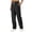 01-Black, variant on Women's Solid Color Comfort Drawstring Pants, Tapered Leg with Elastic Waist and Pockets for Care Work - Blue - M