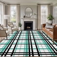 thumbnail image 3 of 8x10 Washable Area Rug, Abstract Stripes Non-Slip Extra Large Rectangle Rug for Living Room Bedroom, Turquoise Black Grey Plaid Indoor Floor Mat for Home Decor, 3 of 9