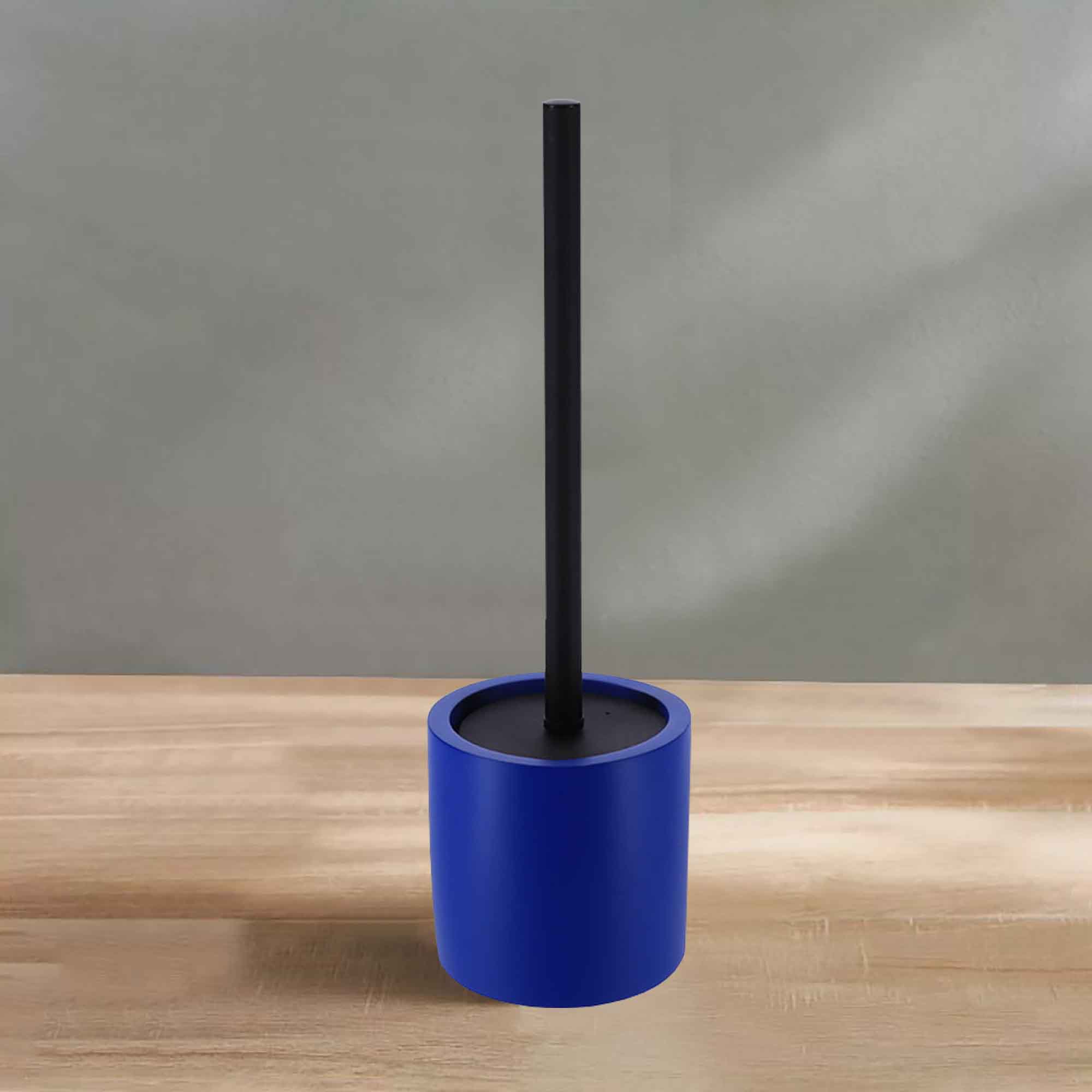 Evideco French Home Goods Cement Commercial Toilet Brush & Holder Set with Toilet Brush, Blue
