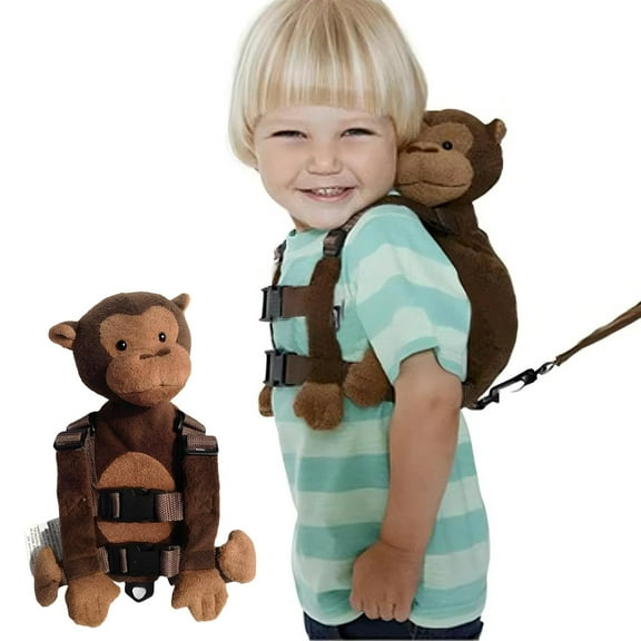 Monkey 2-in-1 Toddler Safety Harness Backpack with Leash - Adjustable Anti-Lost Walking Strap for Kids 1-4, Child Safety Harness with Cute Backpack for Boys Girls, Indoor Outdoor Travel
