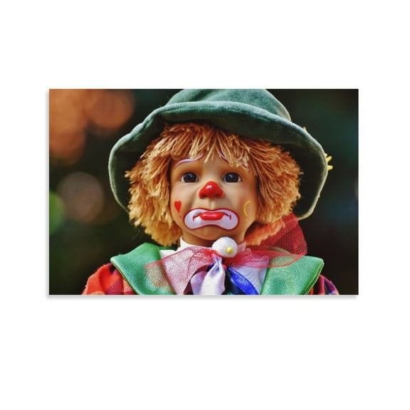 Puppet Clown Sad Multicoloured Poster Decorative Painting Canvas Wall Art Living Room Posters Bedroom Painting,Unframe-style,28×41inch (70×105cm)