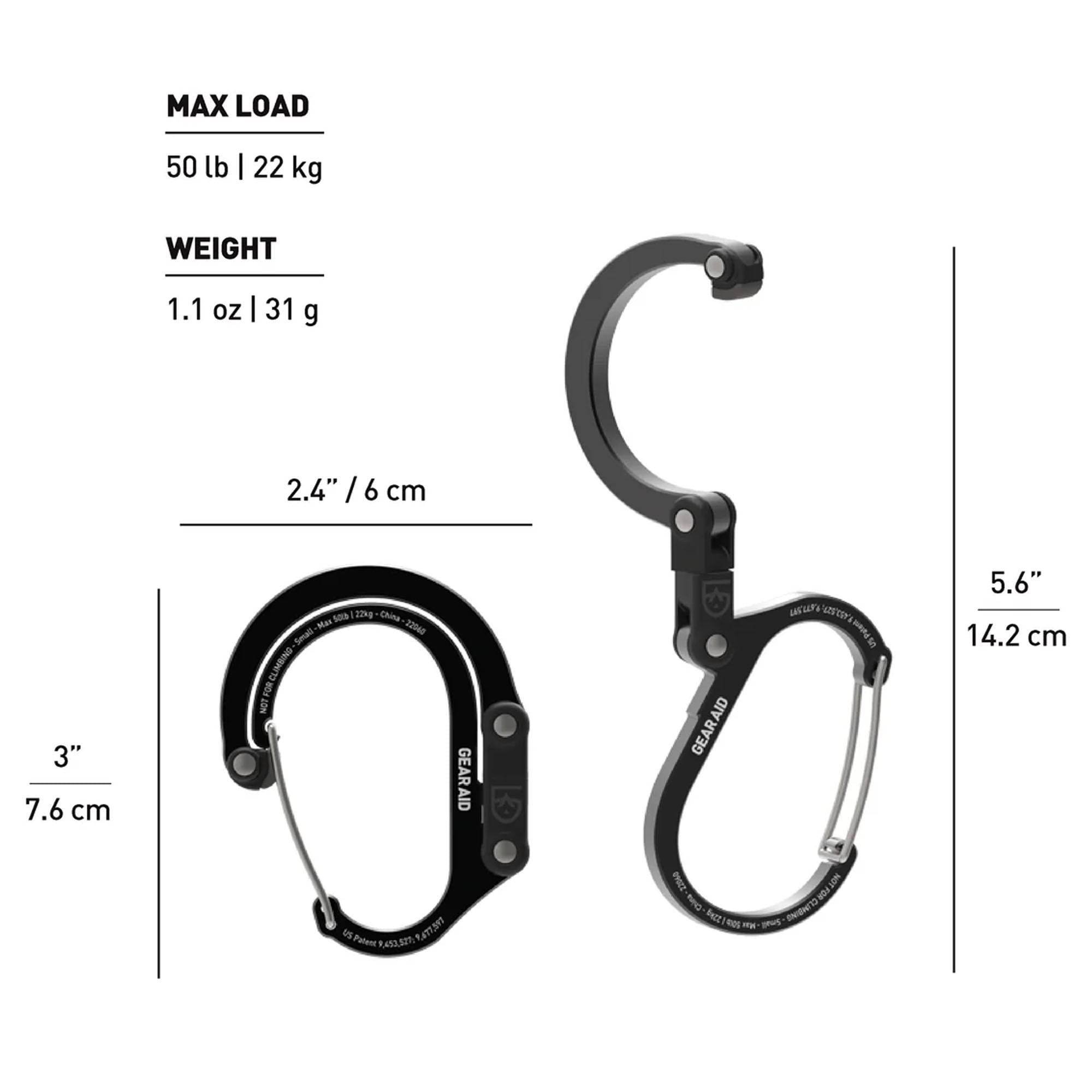 Gear Aid Heroclip Small Hybrid Camping Gear Clip - Forest Green