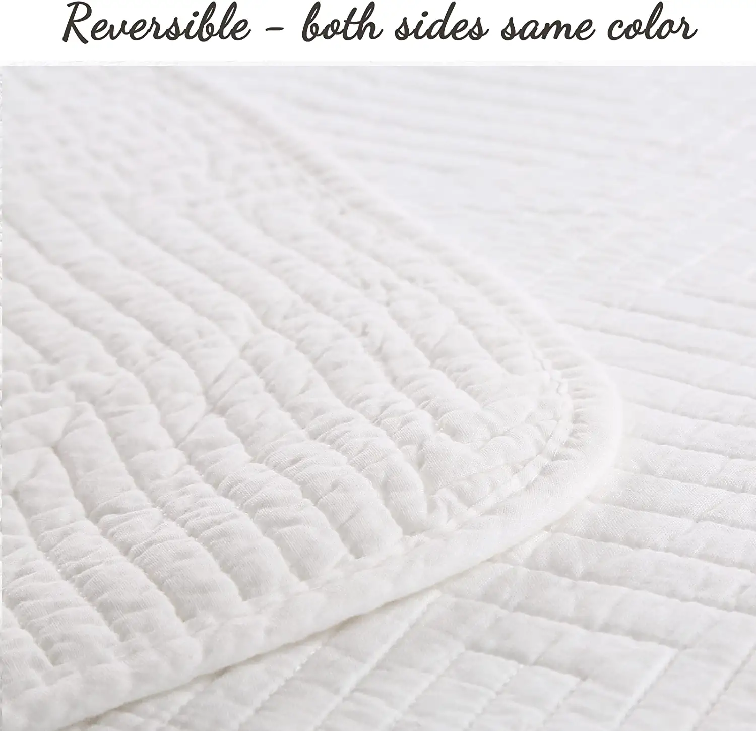Cozy Line Home Fashions Geometric Maze Solid White 100% Cotton 3 Piece Quilt Bedding Set, Queen