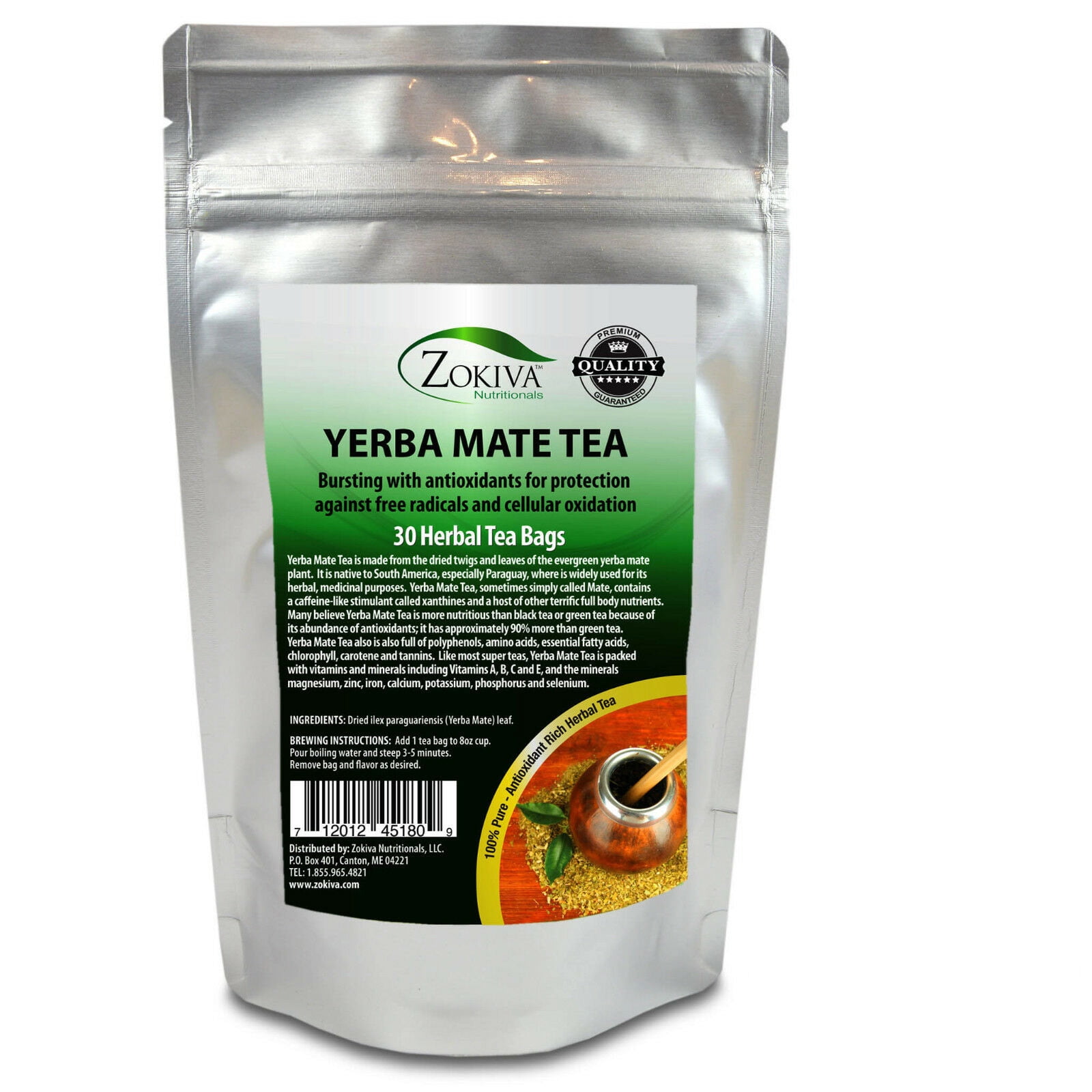 Yerba Mate Tea 100 Pure (30 Bags) AllNatural Immune System Support