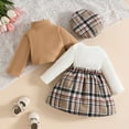 thumbnail image 5 of AUNVITO Baby Girls Ruffled Blouse & Plaid Skirt Set Bow Accent Ribbed Long Sleeve Top with Classic Plaid Skirt and Headband Sweet Fashion Autumn Winter Outfit, 5 of 9