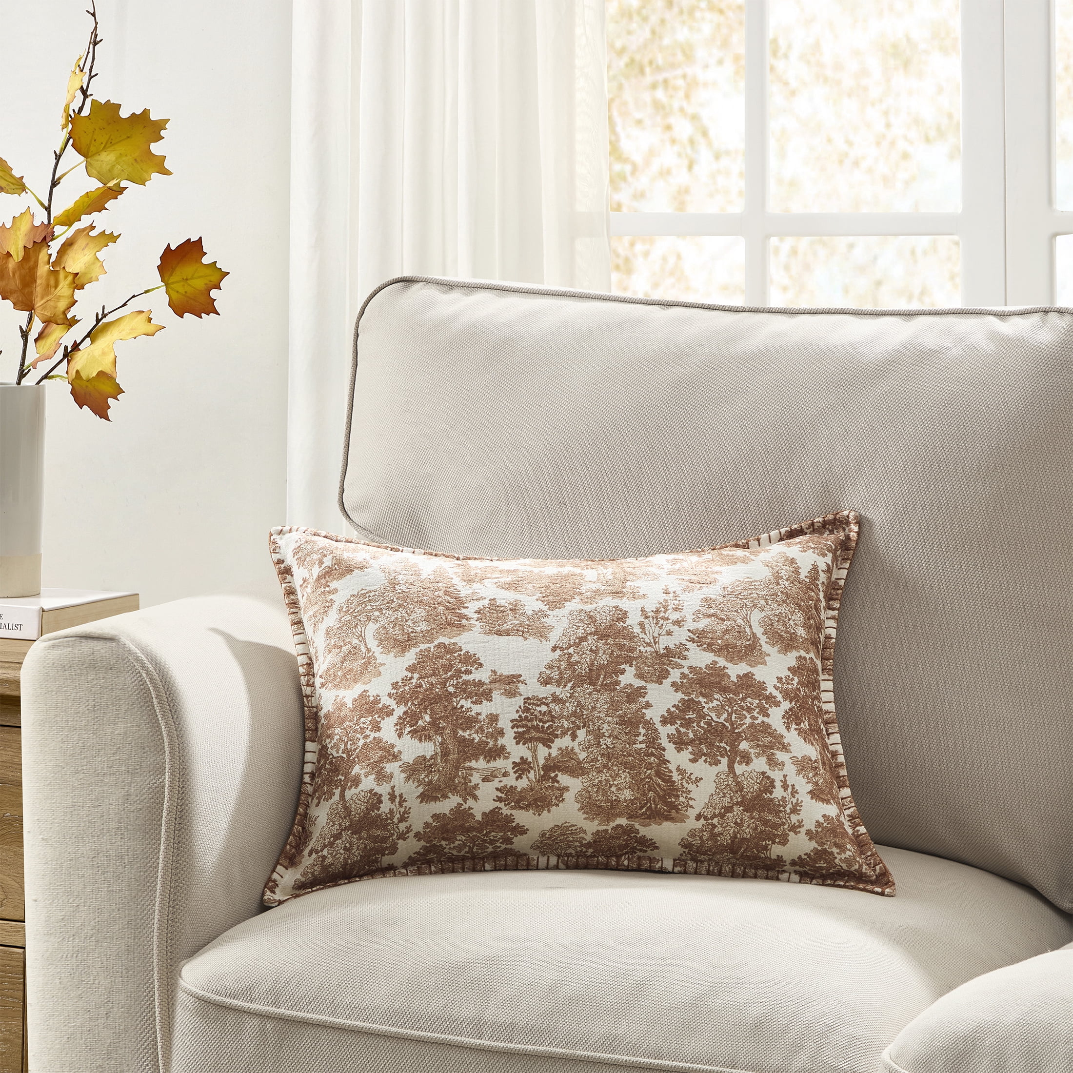 My Texas House Halloween Forest Toile Rust Oblong Decorative Pillow, 14" x 20"