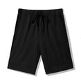 thumbnail image 5 of Men's Linen Elastic Waist Lounge Shorts Solid Beach Golf Shorts with Pockets Casual Drawstring Summer Shorts Black, 5 of 8