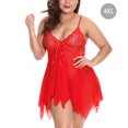 thumbnail image 1 of Ropa de dormir sexy para mujer T-thongs Malla Vestido de encaje floral Ropa de dormir, Rojo, 4XL sidaley XX000049-21, 1 of 7