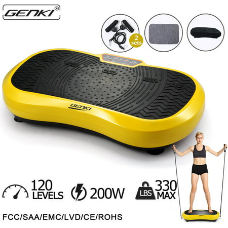 Genki Vibration Platform Fitness Machine Whole Body Exercise with Straps and Romote Control, 120 Levels, 10 Auto (Best Vibrating Exercise Machine)
