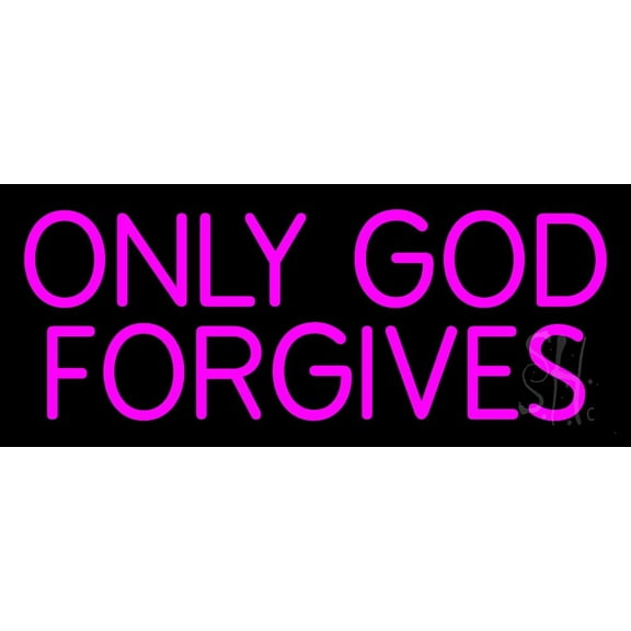 Pink Only God Forgives LED Neon Sign 10" Tall x 24" Wide - inches Black Square Cut Acrylic Backing, with Dimmer - Premium built indoor Sign for Home décor, Event, Religious place, Store interior.