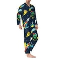 thumbnail image 2 of Yiaed Funny Spaceships Print Men’s Pajamas Set - Long Sleeve Button Down Sleep Shirt and Pajama Bottoms Sleepwear Set Mens Pjs Sets Men's Pajama Bottoms-Small, 2 of 7