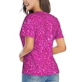 thumbnail image 2 of Goofa Rose Red Glitter Pattern Women's Slim-Fit Short-Sleeve V-Neck T-Shirt,Classic-Fit Short-Sleeve V-Neck T-Shirt-3X-Large, 2 of 5