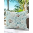 thumbnail image 4 of Outdoor Pillows Waterproof, Teal Brown Coastal Throw Pillows with Inserts Included, Summer Nautical Beach Coral Starfish Shell Indoor Outdoor Decorative Lumbar Pillow for Bed/Couch 16"x16", 1Pcs, 4 of 8