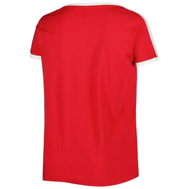 Women's Fanatics Branded Heathered Red Washington Nationals Old Time  Favorite V-Neck T-Shirt 