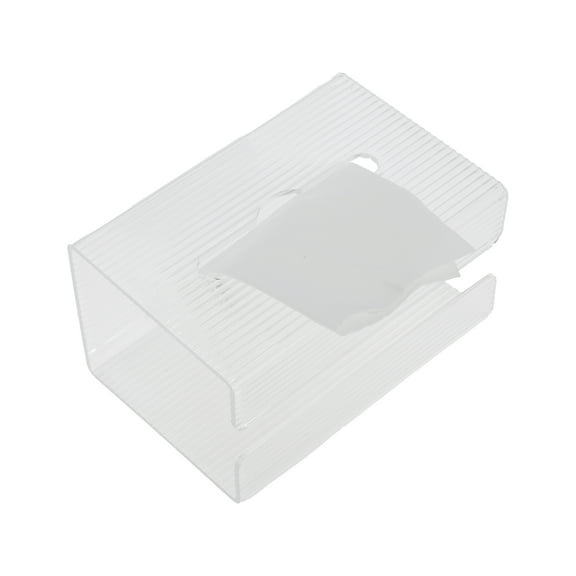 Unique Bargains 1 Pc Small Vertical Lines Tissue Box Cover for Bedroom Table Clear Plastic