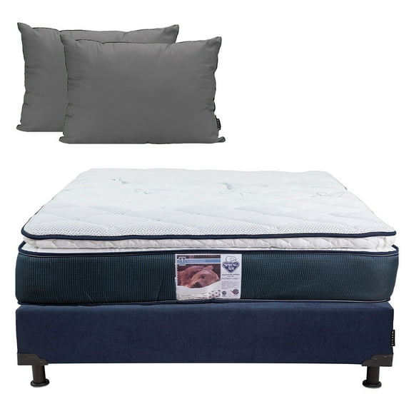 Colchón Matrimonial Spring Air Mónaco + Box + Almohadas 2Pack