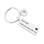 amousa 26 letter Hangtag Stainless Steel Key Ring Drive Safe I Need You Here With You
