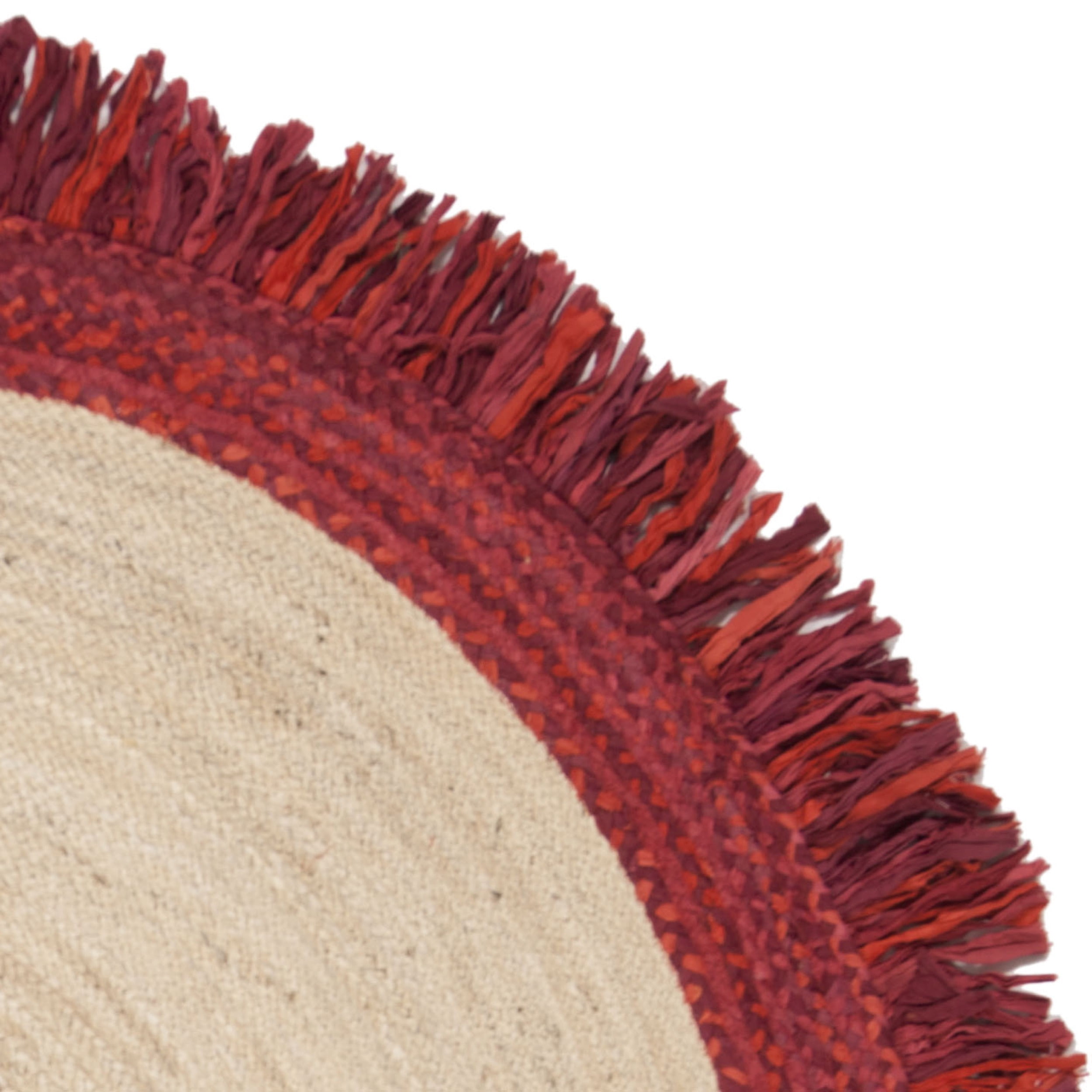 SAFAVIEH Cape Cod Rosalynne Striped Area Rug, Red/Natural, 5' x 5' Round