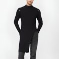thumbnail image 2 of Wyzesi Spring T Shirts Autumn and Winter New Slim Fit New Half Turtleneck Base Shirt European and Men's Elastic Design Button Shoulder T Shirt Compression T Shirts Men Train, 2 of 9