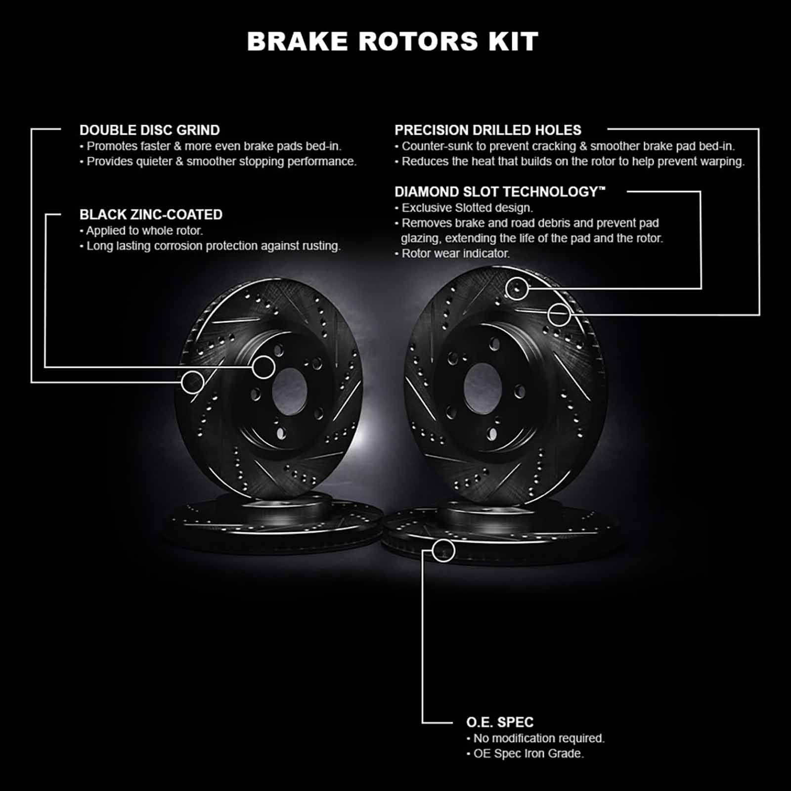 R1 Concepts Whpn2 03056 R1 Concepts Brake Rotor D/S Black Fits select: 2015-2019 HYUNDAI SONATA SE, 2016-2017 KIA OPTIMA LX