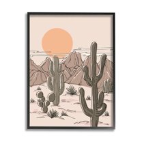 Stupell Industries Sunset Desert Sky Mountain Range Canyon Cactus Plants, 11 x 14, Design by Ziwei Li