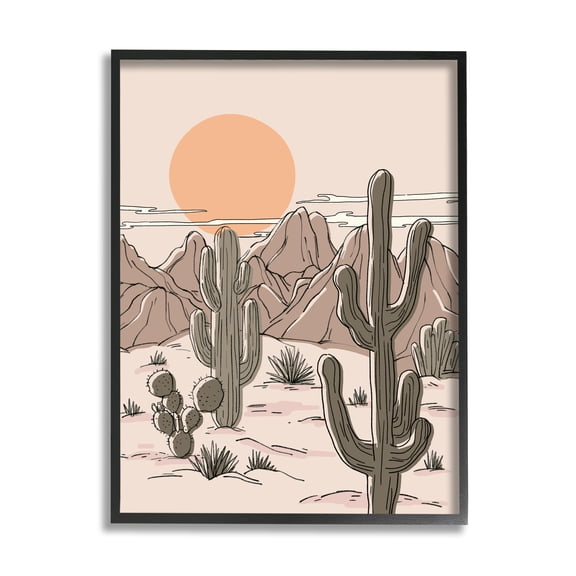 Stupell Industries Sunset Desert Sky Mountain Range Canyon Cactus Plants, 11 x 14, Design by Ziwei Li