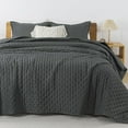 thumbnail image 6 of Dark Grey Queen Size Quilt Bedding Set (90x96 Inch), 3 Pieces Soft Lightweight Bedspread Coverlet, Drak Gray Boho Summer Quilt and 2 Pillow Shams for All Season, 6 of 14