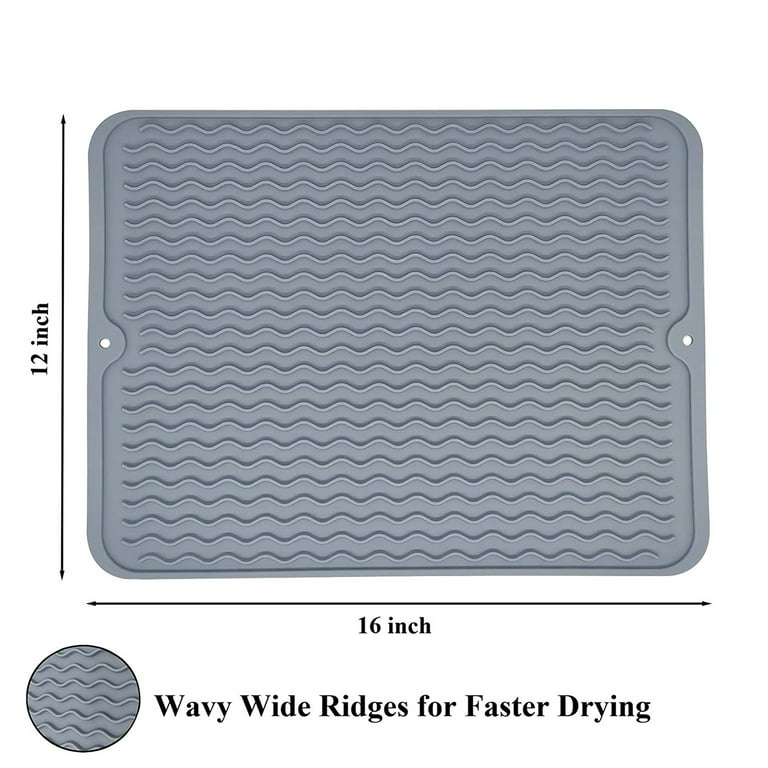 Dish Drying Mat M-16x12 Drying Mat for Kitchen Counter with Non-slip  Rubber Backed, Ultra Absorbent, Quick Dry, Hide Stain Fit Cabinets Shelf  Dish