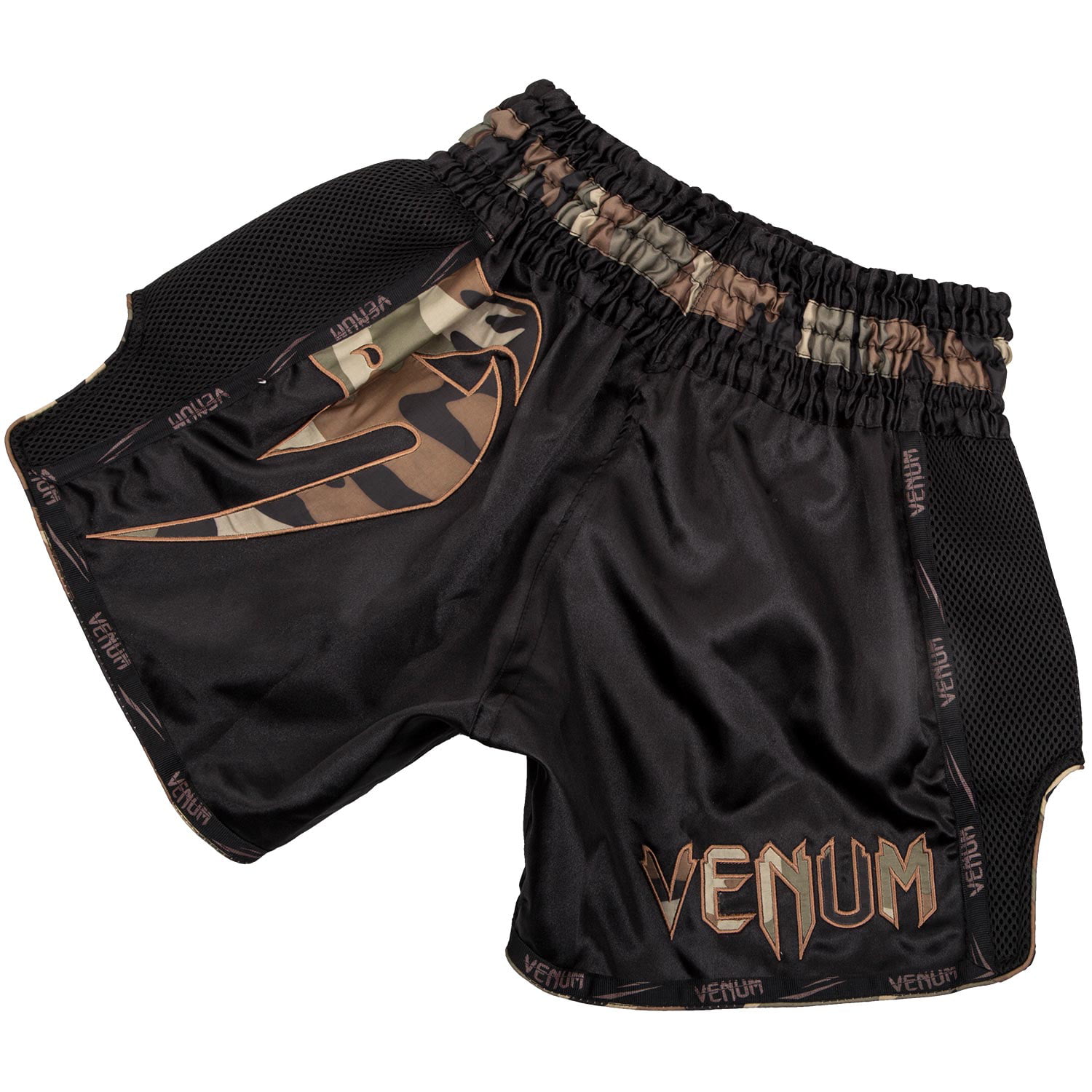 Black/Forest Camo Venum Giant Lightweight Muay Thai Shorts 