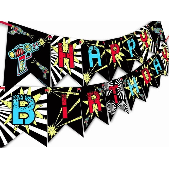 Laser Tag Happy Birthday Banner Pennant
