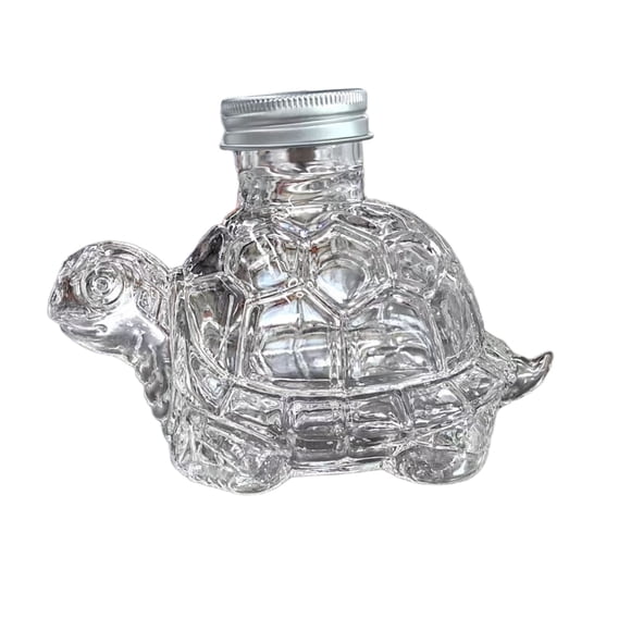 Glass Airtight Food Storage Container Turtle Shaped With Lid 7.28 in x 5.11 in x 4.92 in For Candy Coffee Pods Pet Treats