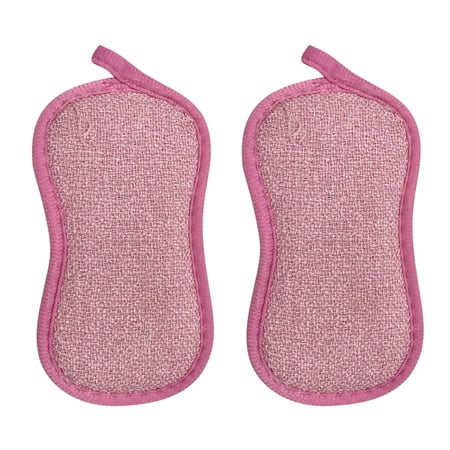 XKHAZA 2 Pack Multi-Purpose Scrub Sponges for Kitchen Scrub-it-Non-Scratch Double-Side Double-Effect Microfiber Sponge Along with Heavy Duty Scouring Power-Effortless Cleaning of Dishes Pots Pans
