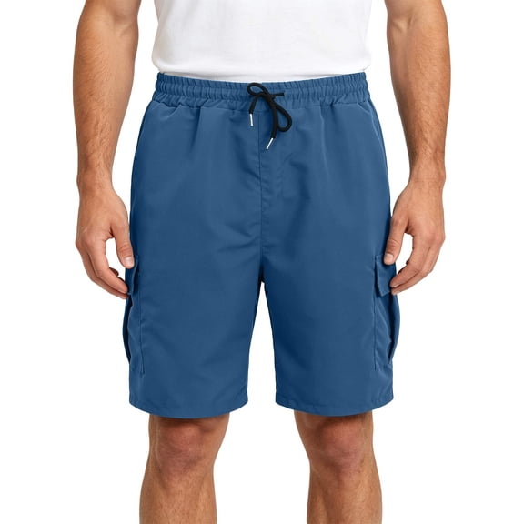 Mens Athletic Shorts Cargo Shorts with Elastic Waist Casual Summer Shorts Multiple Pockets