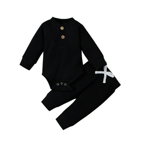 

Baby Clothes Set O-neck Jumpsuit Elastic Waist Trousers
