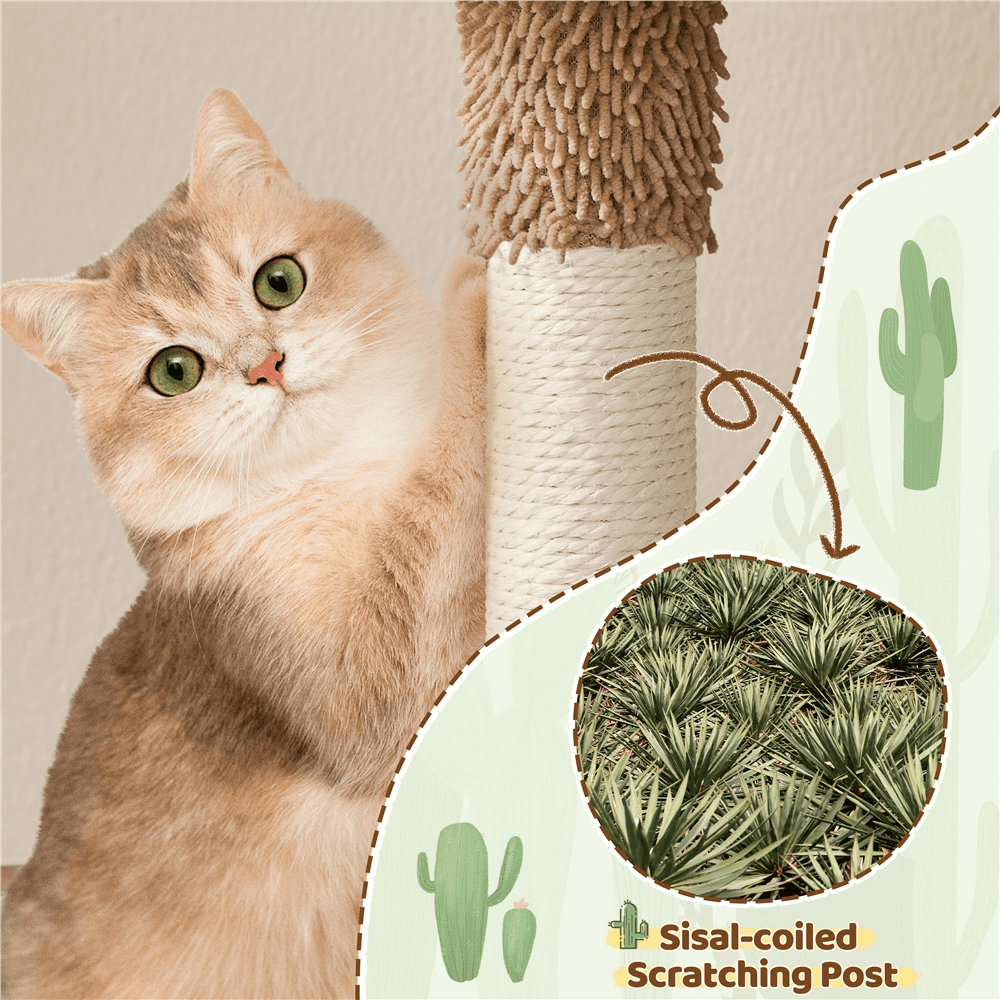 Renwick 42" Height Cactus Cat Tree with Scratching Posts and Platform, Brown/Green