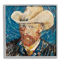 Stupell Industries Van Gogh Classic Portrait Collage Abstract Painting Gray Framed Art Print Wall Art