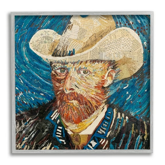 Stupell Industries Van Gogh Classic Portrait Collage Abstract Painting Gray Framed Art Print Wall Art