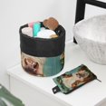 thumbnail image 6 of PhooArto Large Barrel Drawstring Makeup Bag, Calf Teal Wooden Travel Cosmetic Bag Portable Make Up Organizer Bag, 6 of 6