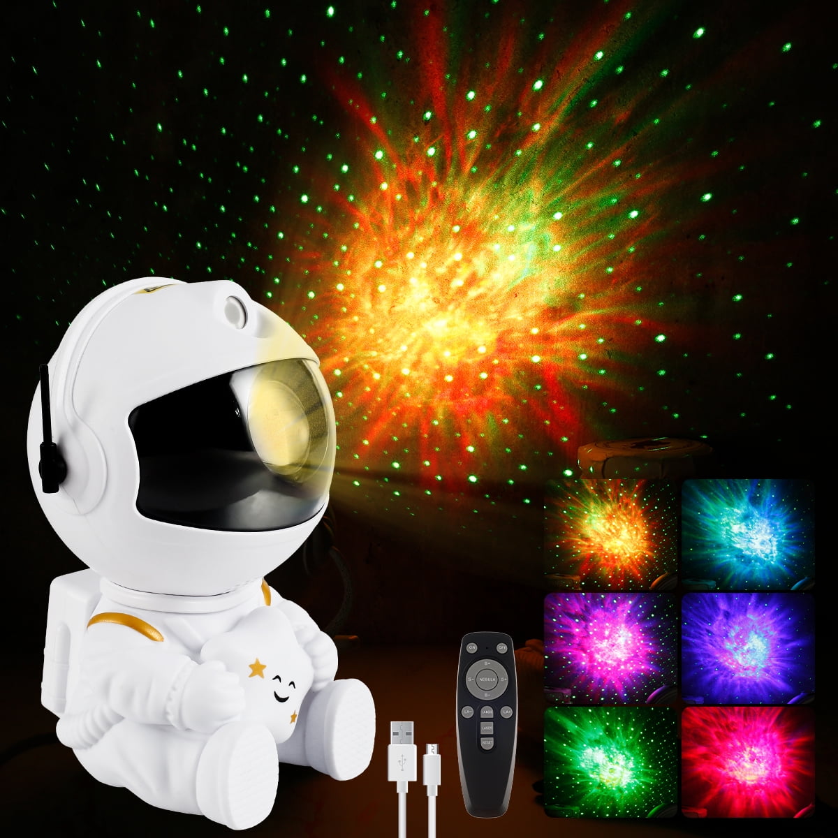 LFEWRX Astronaut Galaxy Projector & Bonus Spaceman Keychain LED Light  w/ Remote
