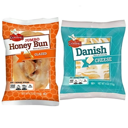 Cloverhill Jumbo Glazed Honey Bun & Cheese Danish Combo | 12 Pack