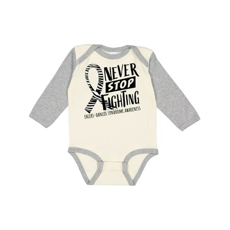 

Inktastic Never Stop Fighting Ehlers-Danlos Syndrome Awareness Gift Baby Boy or Baby Girl Long Sleeve Bodysuit