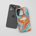 thumbnail image 2 of Marble Design For All iPhone Series Tough Phone Case Blue Orange White, 2 of 7