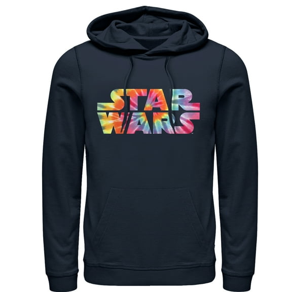 Men's Star Wars Tie-Dye Logo Pull Over Hoodie Navy Blue Medium