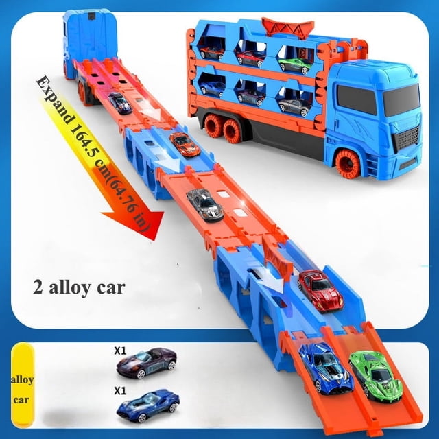 Camión transportador de coches grande, pista plegable, vehículo de carreras, juegos competitivos para niños, almacenamiento, coche de aleación, juguete para niños, regalo novedoso