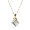 thumbnail image 3 of Certified - 1.15 Carat Princess Cut Moissanite - Prong Set - Cluster Pendant Necklace - 18K Yellow Gold Plating Over Silver, 3 of 5